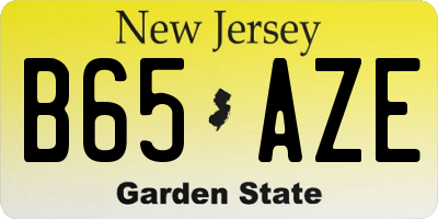 NJ license plate B65AZE