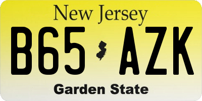NJ license plate B65AZK