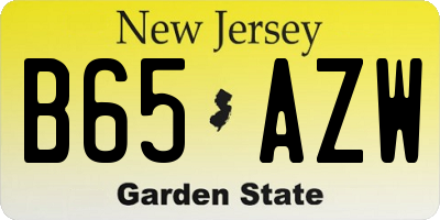 NJ license plate B65AZW
