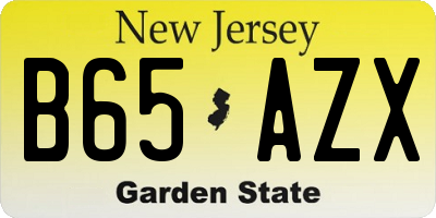 NJ license plate B65AZX