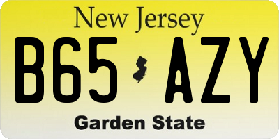 NJ license plate B65AZY