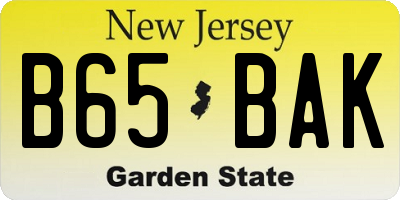 NJ license plate B65BAK