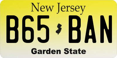 NJ license plate B65BAN
