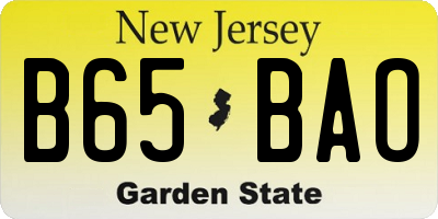 NJ license plate B65BAO