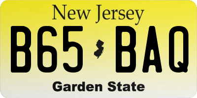 NJ license plate B65BAQ
