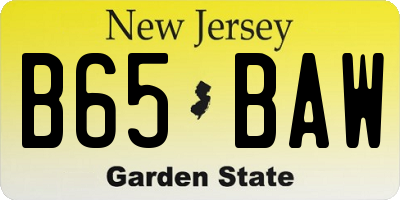 NJ license plate B65BAW