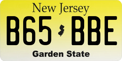NJ license plate B65BBE