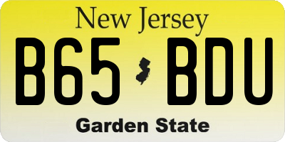NJ license plate B65BDU