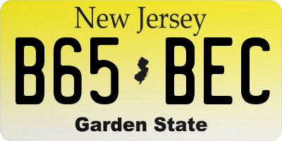 NJ license plate B65BEC