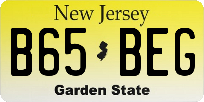 NJ license plate B65BEG