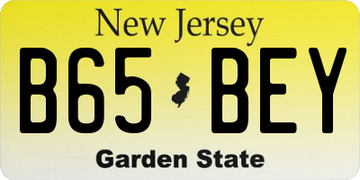 NJ license plate B65BEY