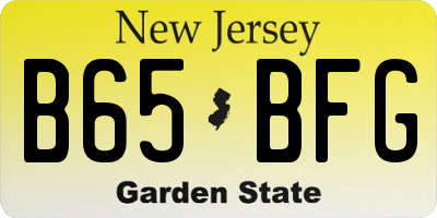 NJ license plate B65BFG