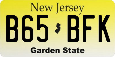 NJ license plate B65BFK
