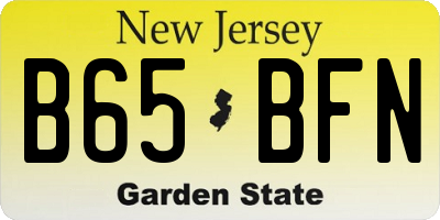 NJ license plate B65BFN