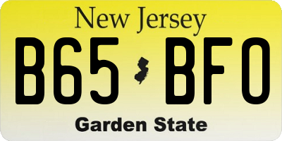 NJ license plate B65BFO