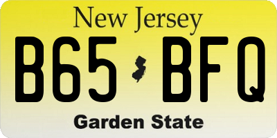 NJ license plate B65BFQ