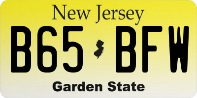 NJ license plate B65BFW