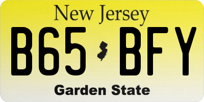 NJ license plate B65BFY