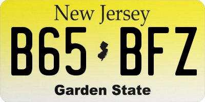 NJ license plate B65BFZ