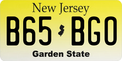 NJ license plate B65BGO
