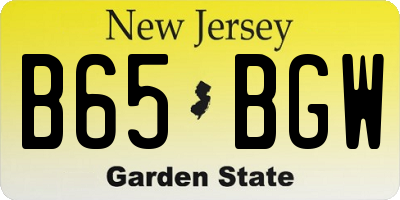 NJ license plate B65BGW