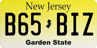NJ license plate B65BIZ
