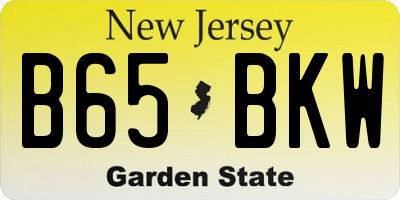 NJ license plate B65BKW