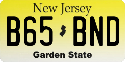 NJ license plate B65BND