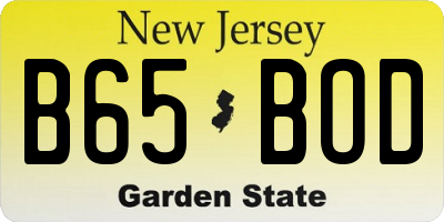 NJ license plate B65BOD