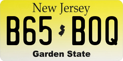 NJ license plate B65BOQ