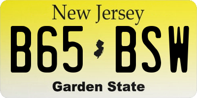 NJ license plate B65BSW