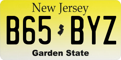 NJ license plate B65BYZ