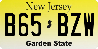 NJ license plate B65BZW