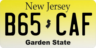 NJ license plate B65CAF