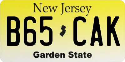 NJ license plate B65CAK
