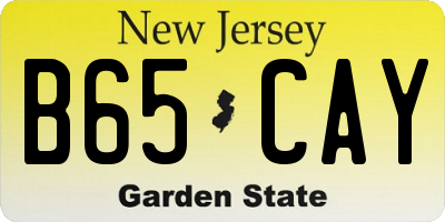 NJ license plate B65CAY