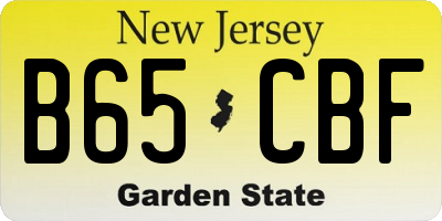 NJ license plate B65CBF