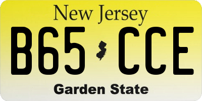 NJ license plate B65CCE