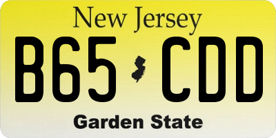 NJ license plate B65CDD