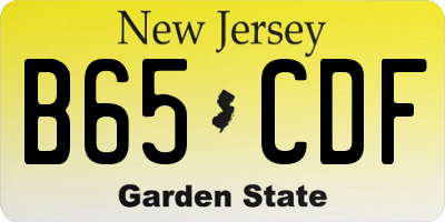 NJ license plate B65CDF