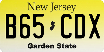 NJ license plate B65CDX