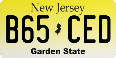 NJ license plate B65CED