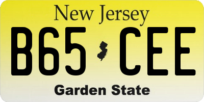 NJ license plate B65CEE