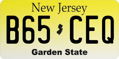 NJ license plate B65CEQ