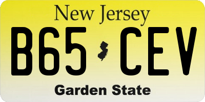 NJ license plate B65CEV