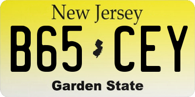 NJ license plate B65CEY