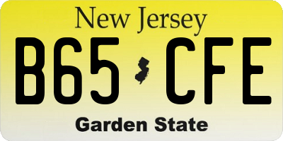 NJ license plate B65CFE