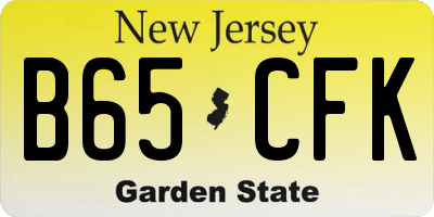 NJ license plate B65CFK