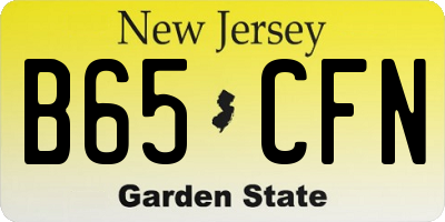 NJ license plate B65CFN