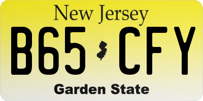 NJ license plate B65CFY